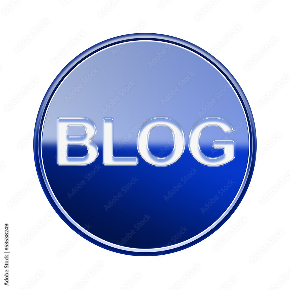 Blog icon glossy blue, isolated on white background Blog icon glossy blue, isolated on white background