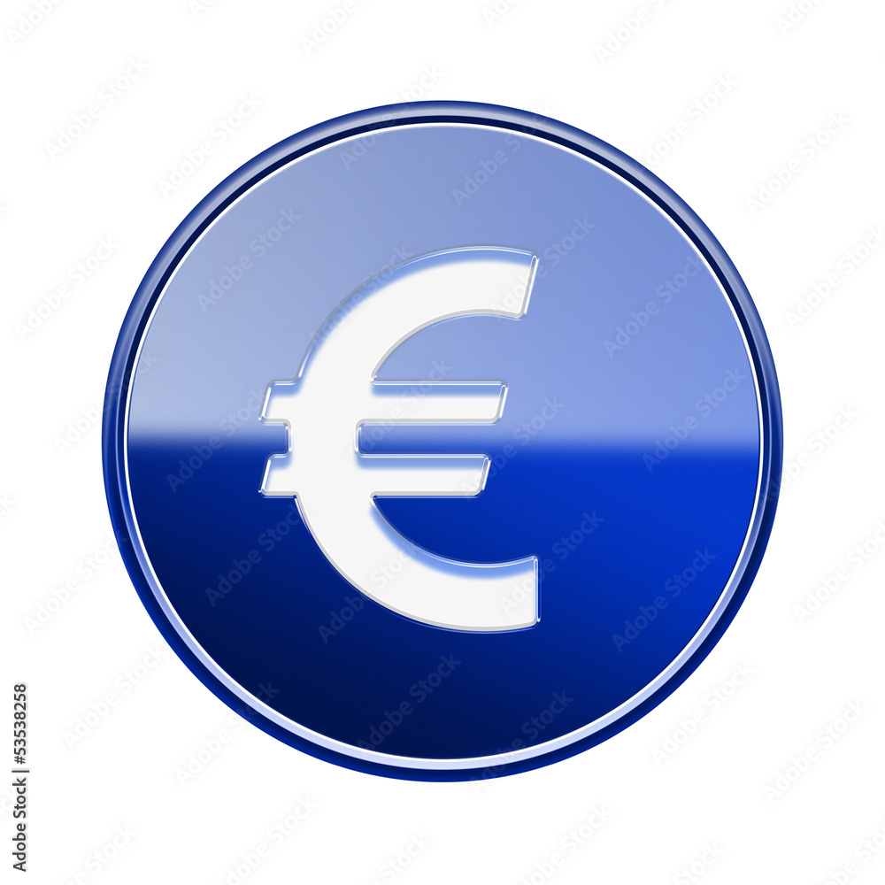 Euro icon glossy blue, isolated on white background Euro icon glossy blue, isolated on white background