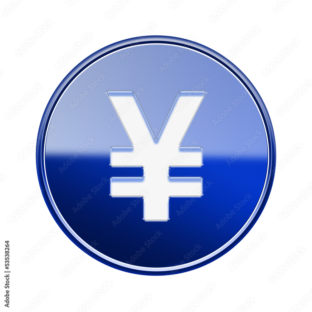 Yen icon glossy blue, isolated on white background Yen icon glossy blue, isolated on white background