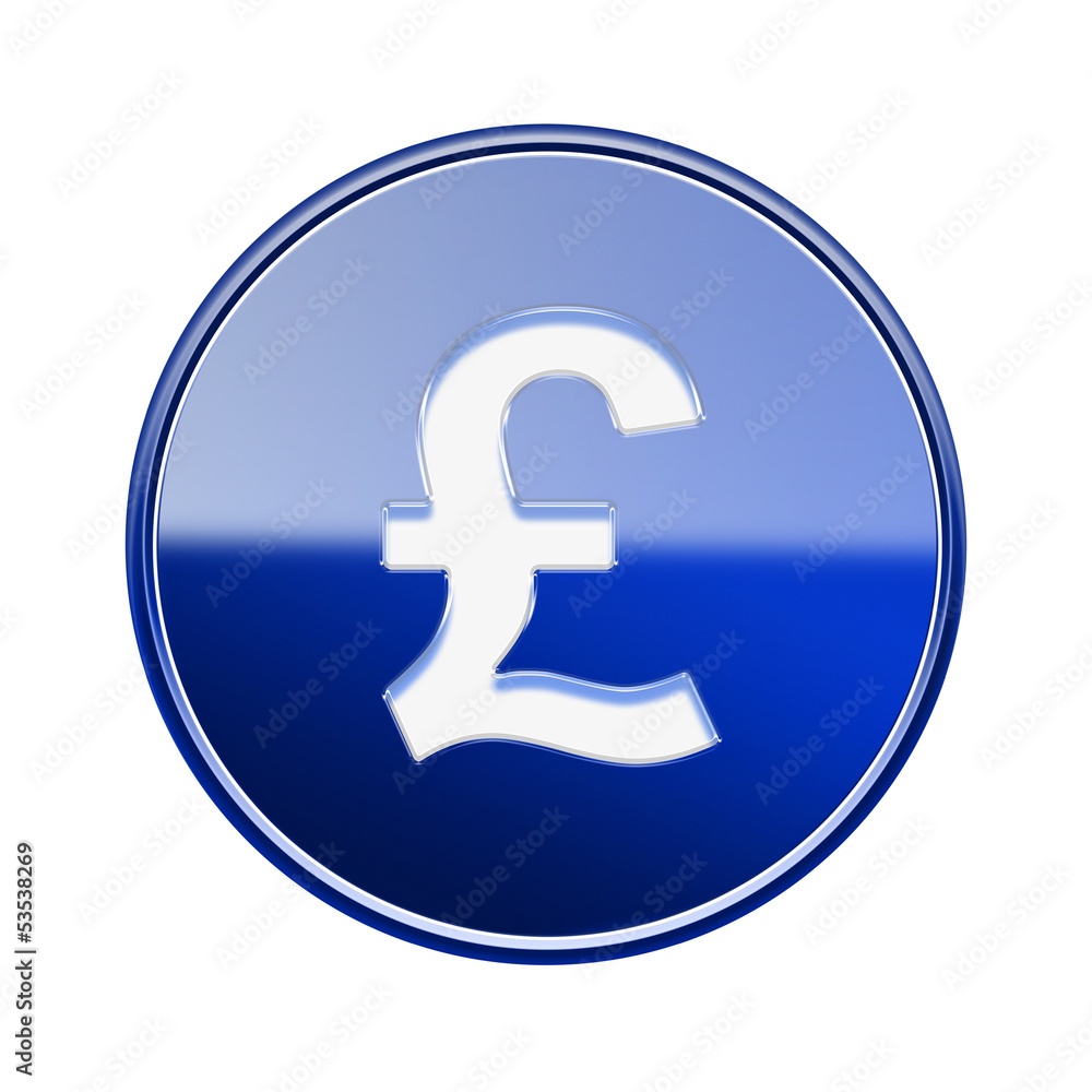 Pound icon glossy blue, isolated on white background Pound icon glossy blue, isolated on white background