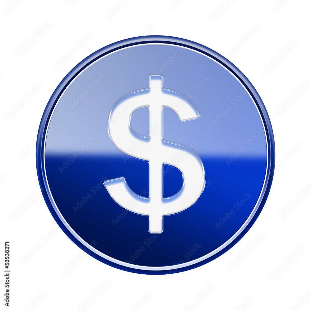 Dollar icon glossy blue, isolated on white background Dollar icon glossy blue, isolated on white background