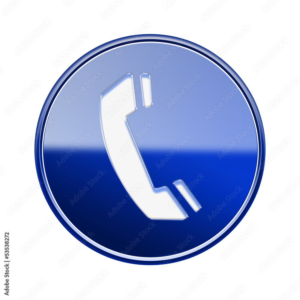 Phone icon glossy blue, isolated on white background Phone icon glossy blue, isolated on white background