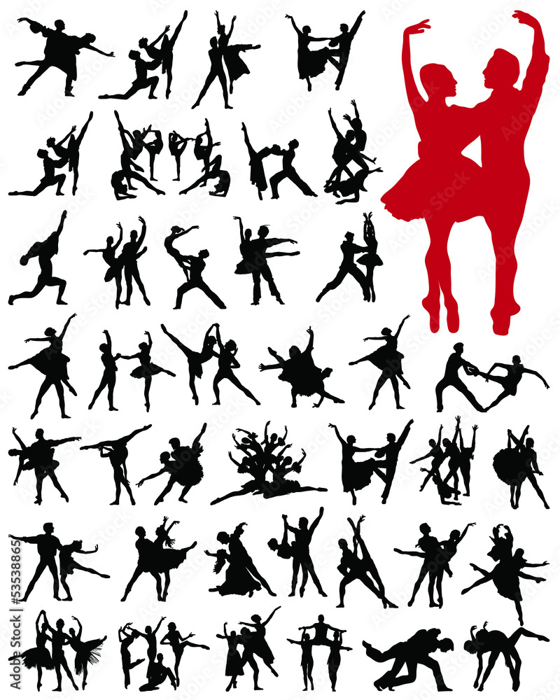 Ballet female dancers vector silhouettes