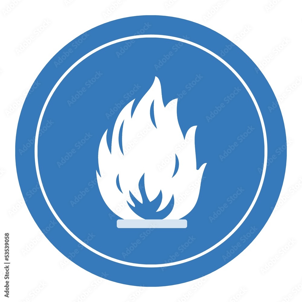Feu dans un panneau rond bleu Feu dans un panneau rond bleu