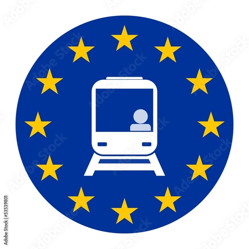 Train dans un drapeau européen