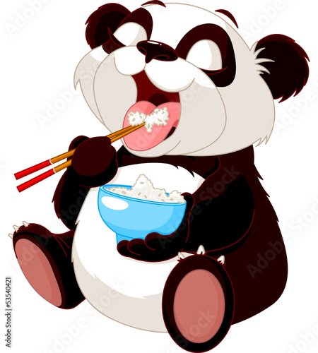 Fototapeta Naklejka Na Ścianę i Meble -  Cute panda eating rice