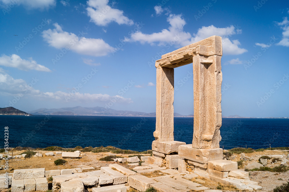 Ancient gate of Apollon temple at the island of Naxos in Greece