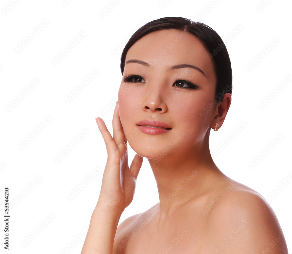 skin care. woman applying cream on her face, isolated skin care. woman applying cream on her face, isolated