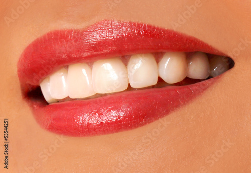 woman smile. white teeth. dental care