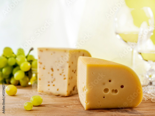 fresh cheese and green grape