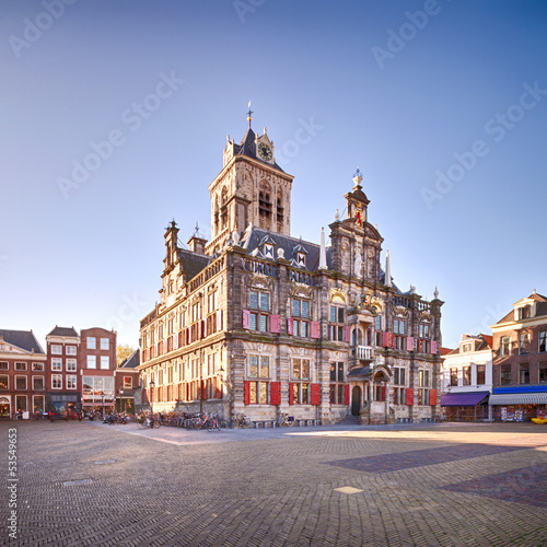 The Renaissance style City Hall of Delft, Holland