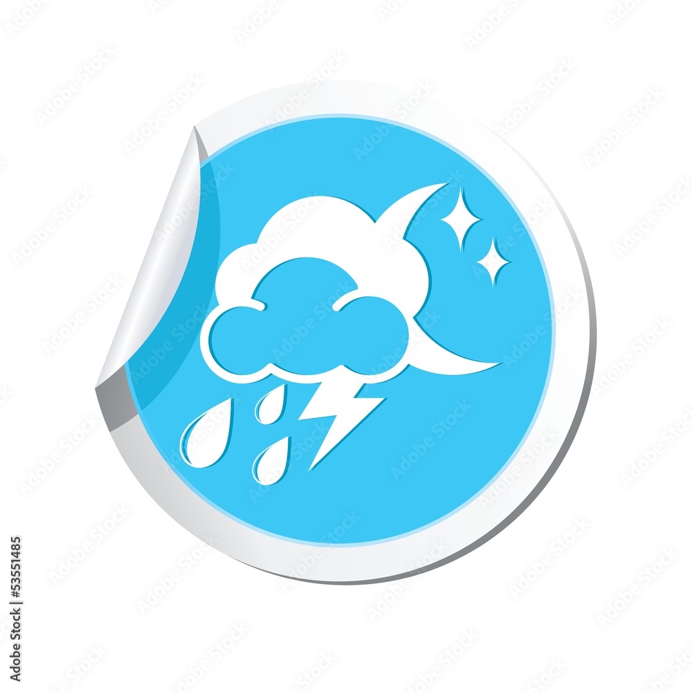Weather forecast clouds with moon and raindrops icon Weather forecast clouds with moon and raindrops icon