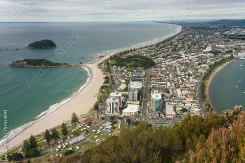 aerial view of Bay of Plenty with Tauranga town