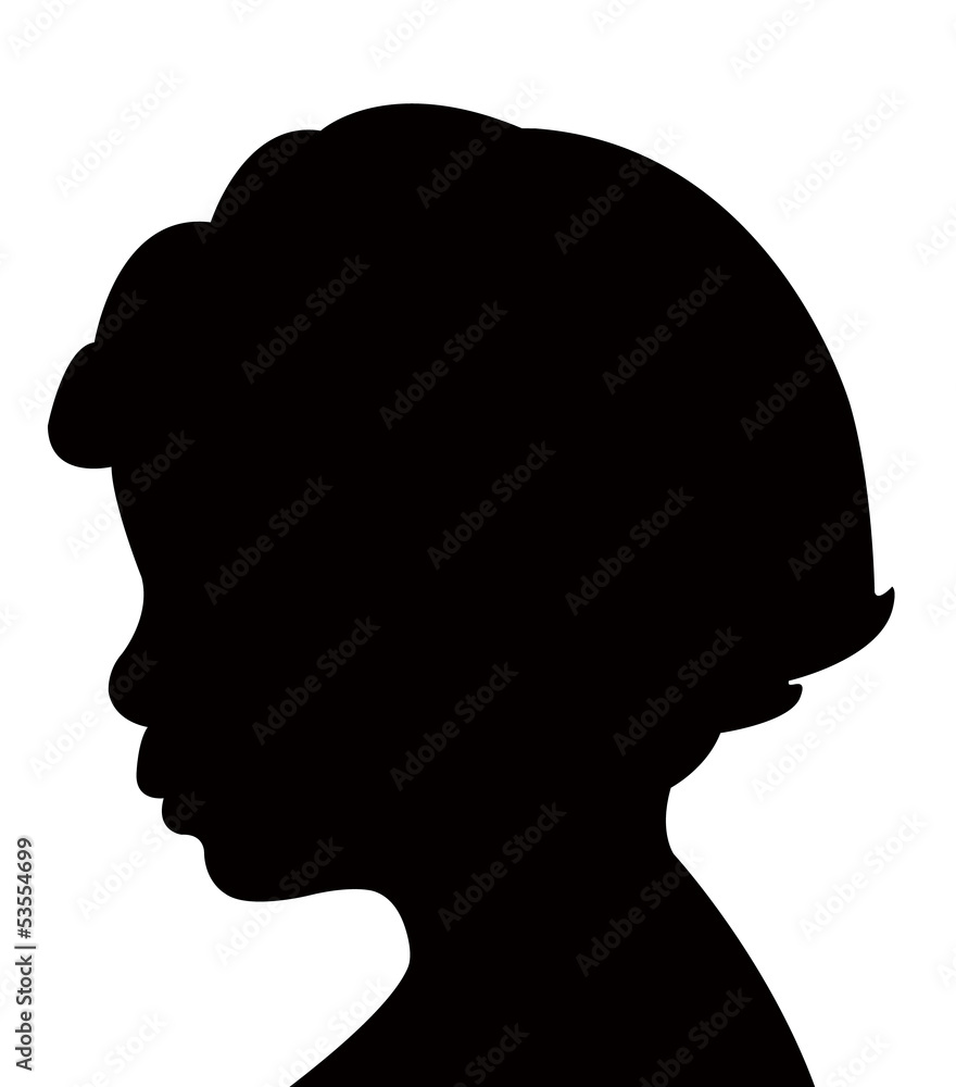 two years old baby boy head silhouette, vector two years old baby boy head silhouette, vector