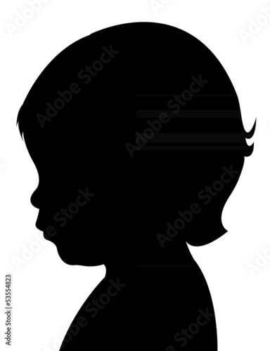 two years old baby boy head silhouette, vector