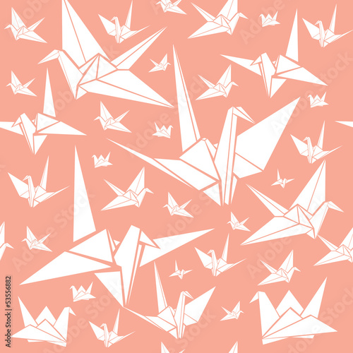 Seamless pattern with paper cranes