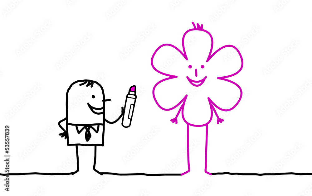 businessman drawing a flower businessman drawing a flower