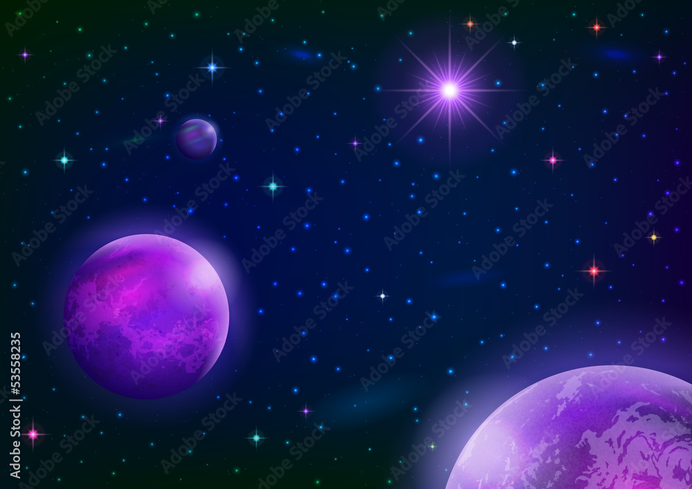Space background with planets and star