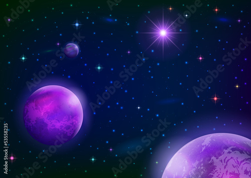 Space background with planets and star
