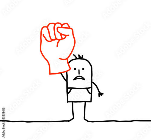 man raising fist 