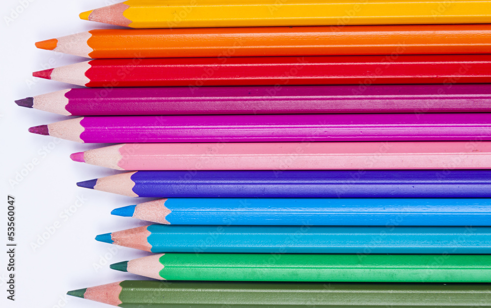 Fototapeta premium Colourful crayons on white background.