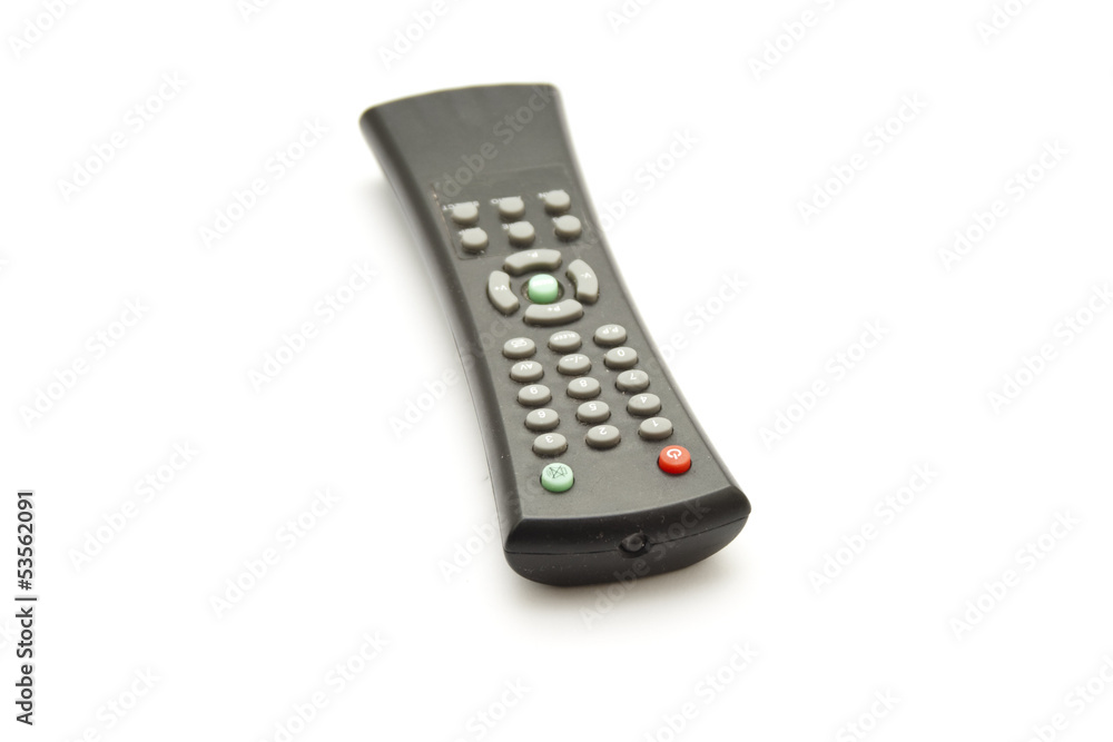 Fernbedienung für Fernseher auf weißem Hintergrund Fernbedienung für Fernseher auf weißem Hintergrund