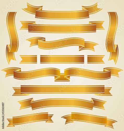 Set of golden ribbons