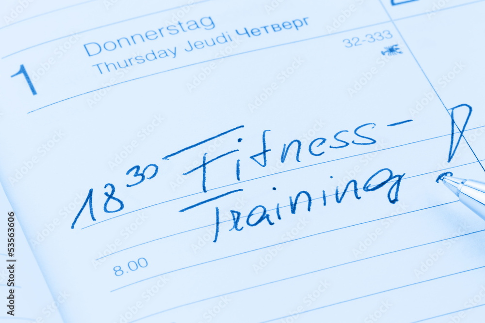 Eintrag im Kalender: Fitnesstraining Eintrag im Kalender: Fitnesstraining