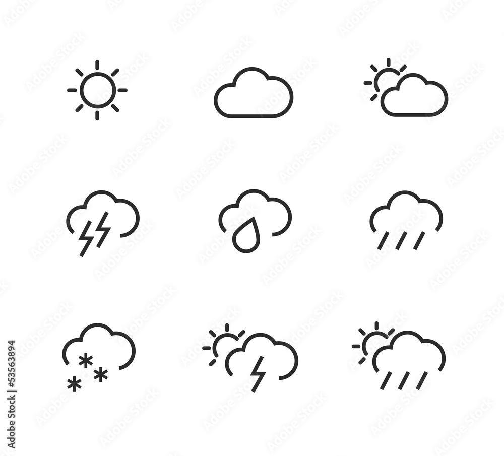 Stroked weather icons Stroked weather icons