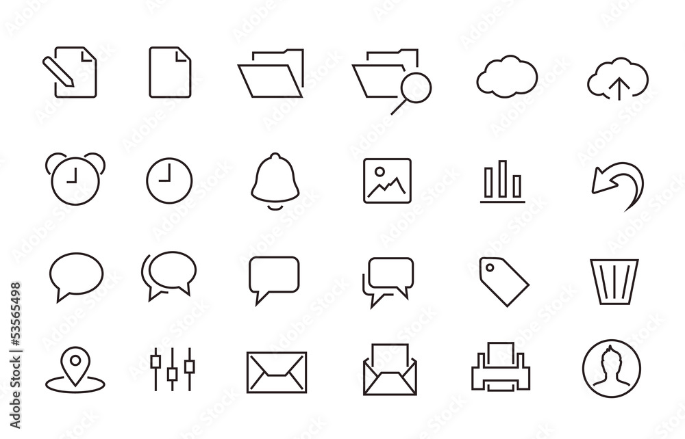 Simple Stroked document icon set Simple Stroked document icon set