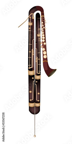 A Classical Contrabassoon Isolated on White Background