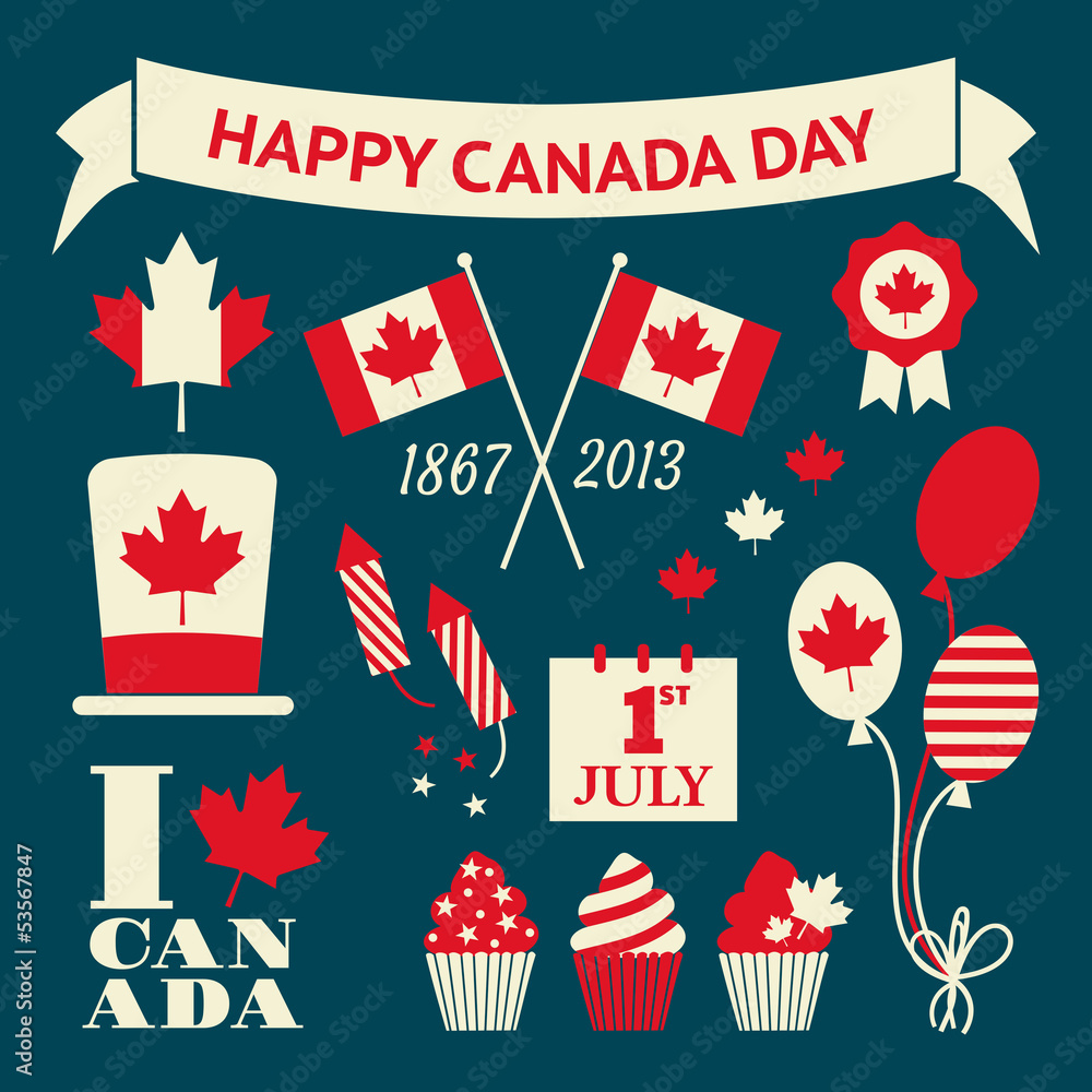 Canada Day Design Elements Set