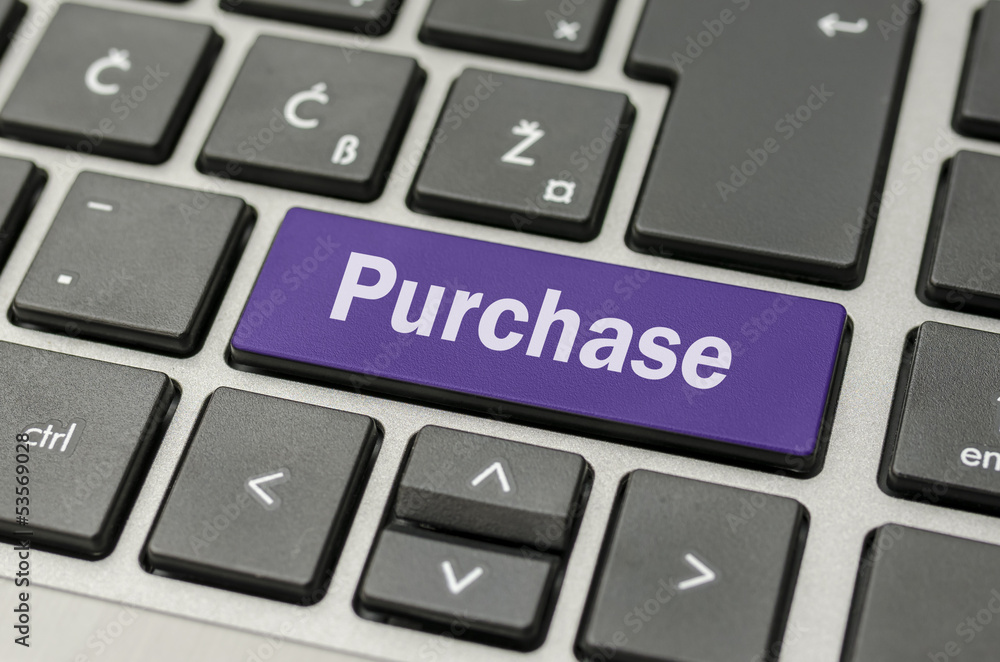 Purchase button on computer keyboard Purchase button on computer keyboard