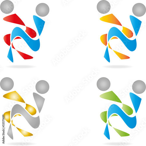 Logo, 3D, Menschen, Paar, Mann, Frau