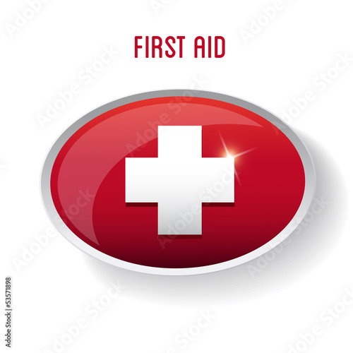 First aid medical button sign isolated