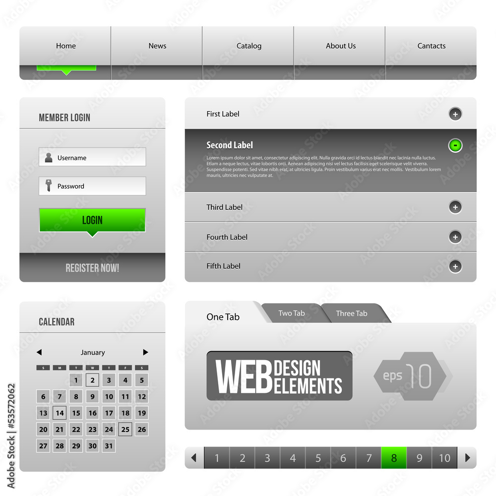 Modern Clean Website Design Elements Grey Green Gray 3 Modern Clean Website Design Elements Grey Green Gray 3