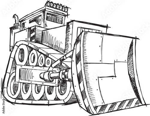 Bulldozer Doodle Sketch Vector Illustration Art