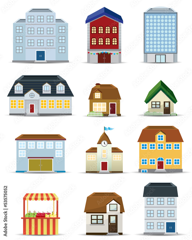 3d Building Icon Set 3d Building Icon Set