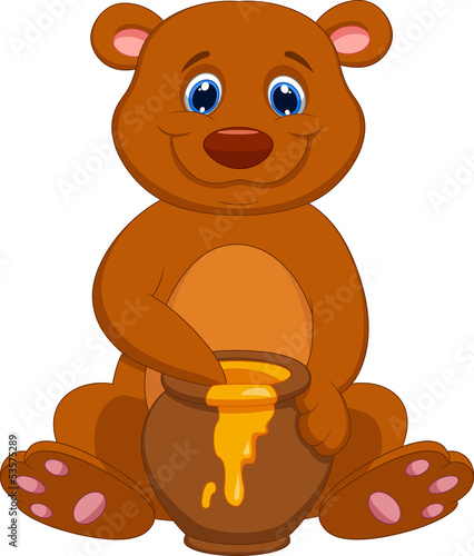 Cute bear cartoon with honey