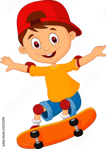Little boy skateboarding