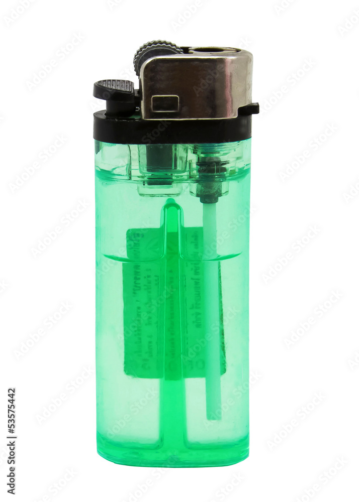 green lighter isolated in white back green lighter isolated in white back