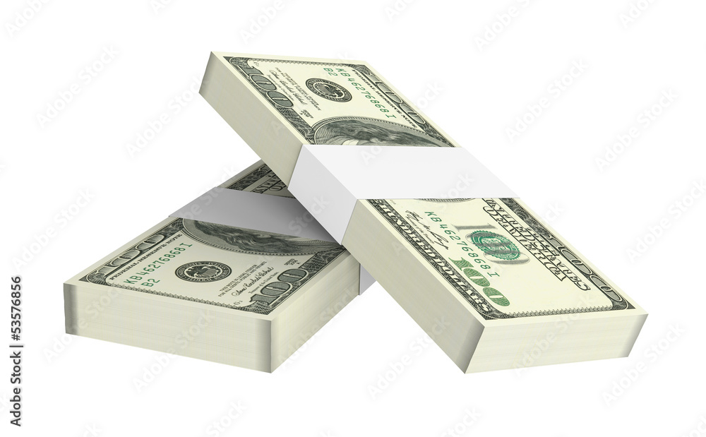 Dollars money isolated on white. 3D photo rendering. Dollars money isolated on white. 3D photo rendering.