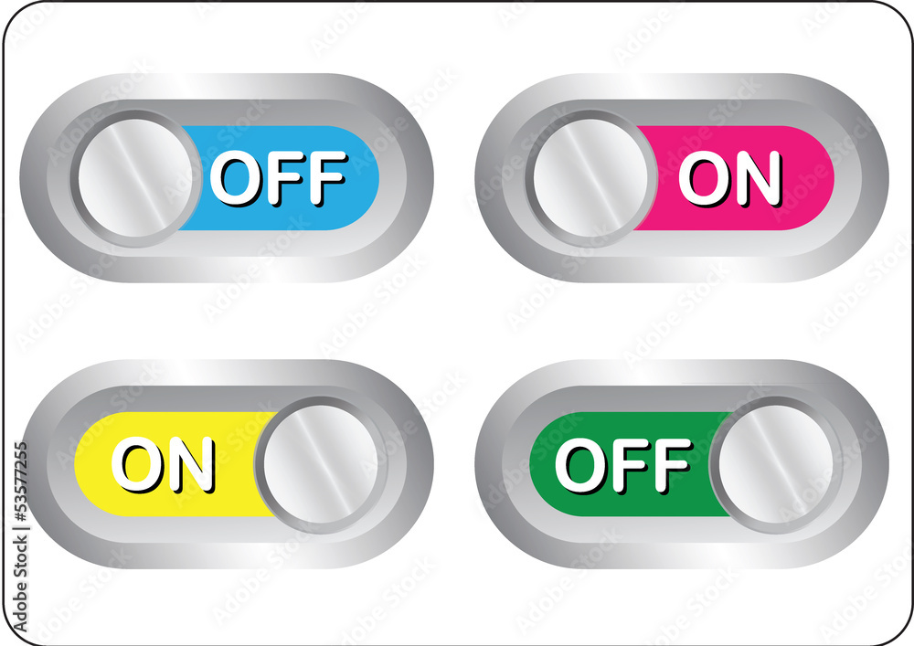 on/off sliders button . vector. on/off sliders button . vector.