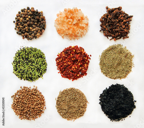 variety of spices isolated