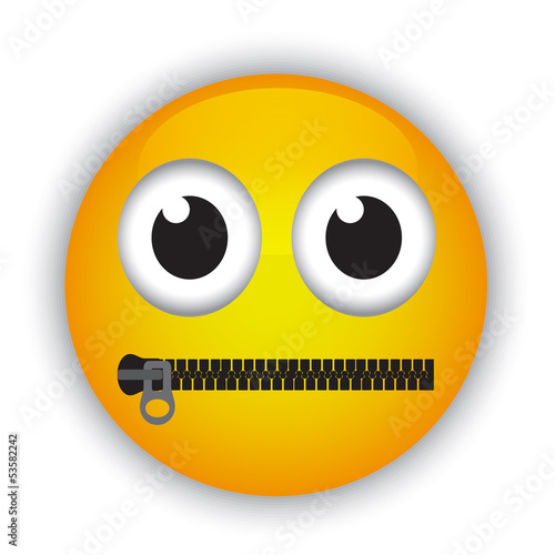 emoticon with a mouth fastened with a zipper