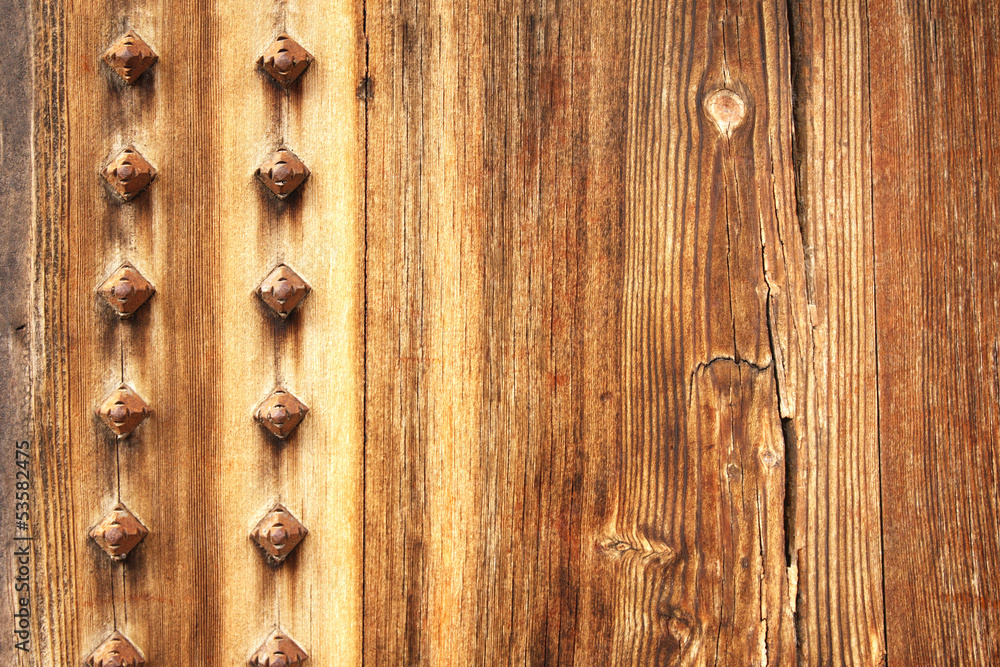 Obraz premium Ancient wood with rivets