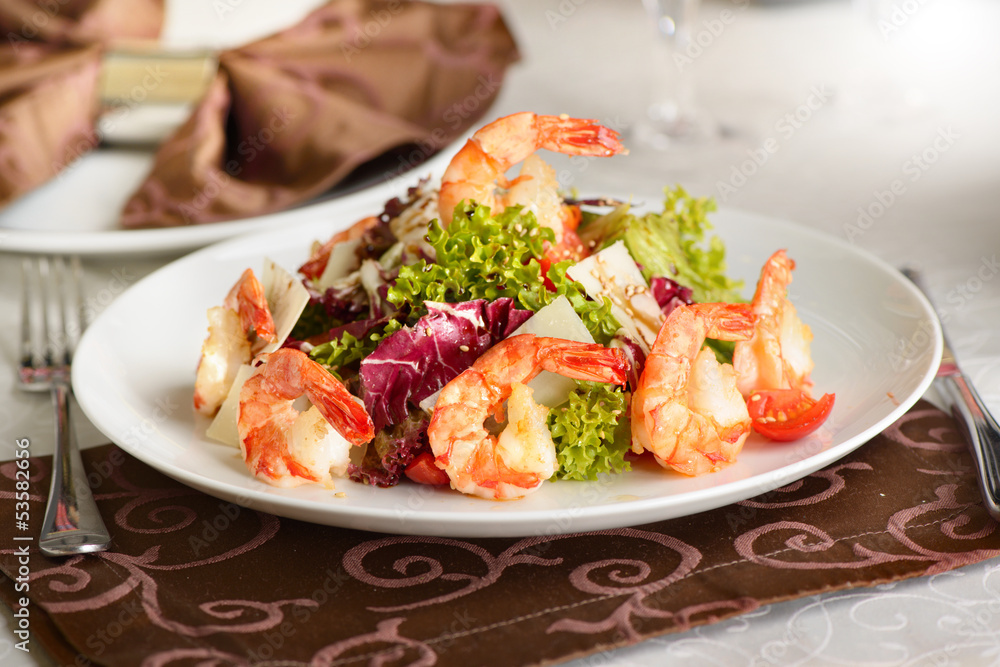 fresh salad with shrimps and lettuce fresh salad with shrimps and lettuce