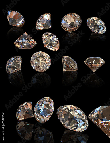 Round cognac diamond. Collection of jewelry gems