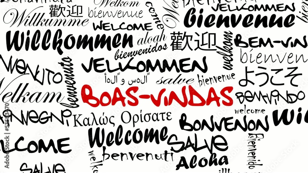 Boas- vindas e Bem-vindo palavras de tradução internacionais