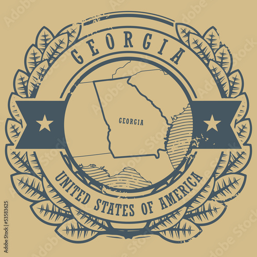 Grunge rubber stamp with name and map of Georgia, USA, vector